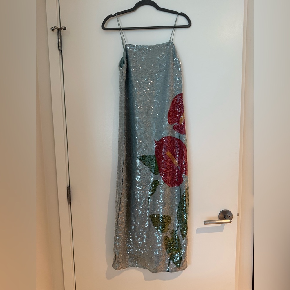 NWT Farm Rio Sequined Anthurium Slip Maxi Dress - Picture 3 of 5
